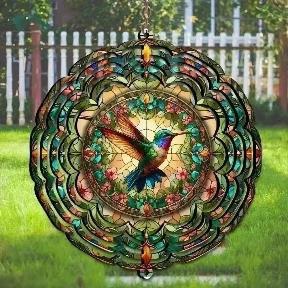 8 inch boho humming bird   indoor /outside wind spinner 2